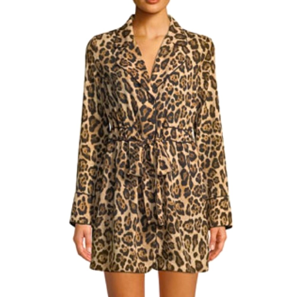 Marled by Olivia Culpo Leopard-Print Long-Sleeve Mini Shirtdress